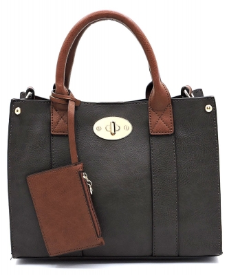 Fashion 3-in-1 Boxy Satchel WU061 CHARCOAL GRAY